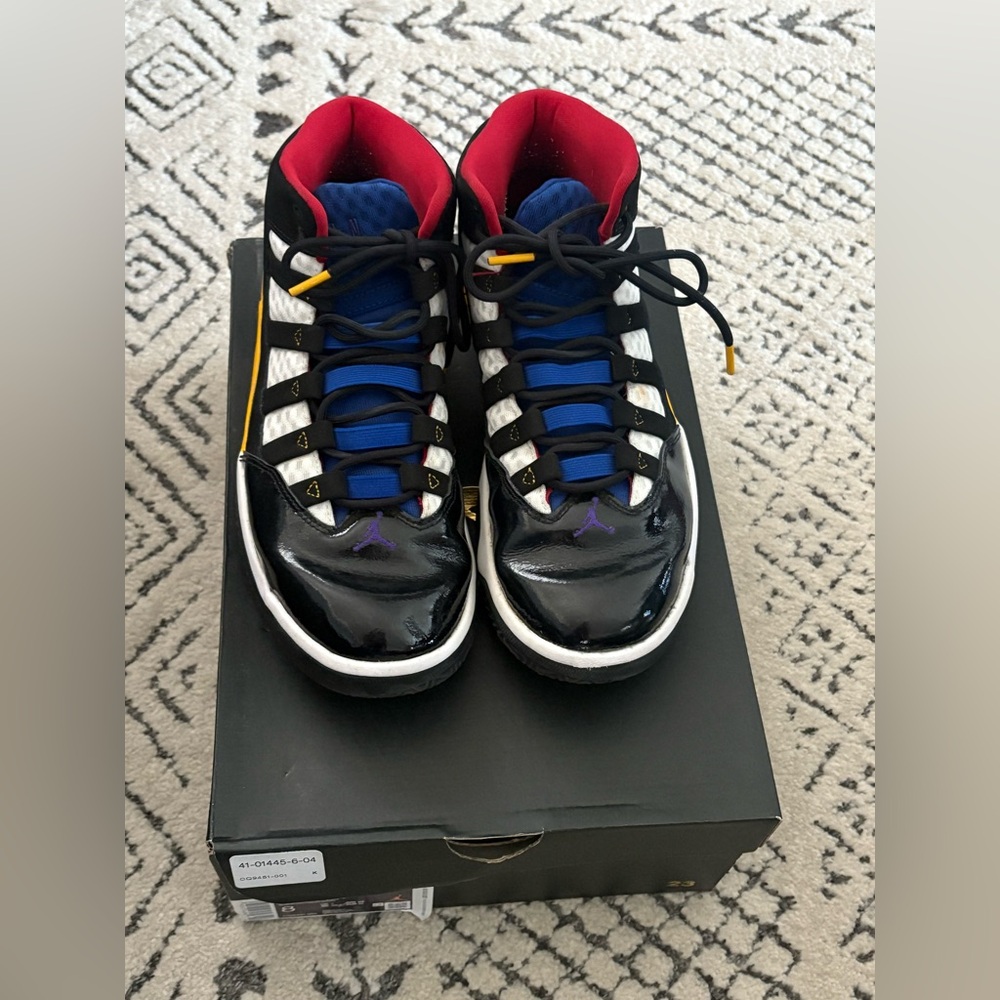 Jordan Black and Blue High-Top Athletic Shoes